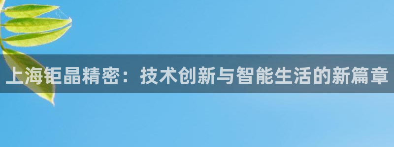 恒行5娱乐：上海钜晶精密：技术创新与智能生活的新篇章